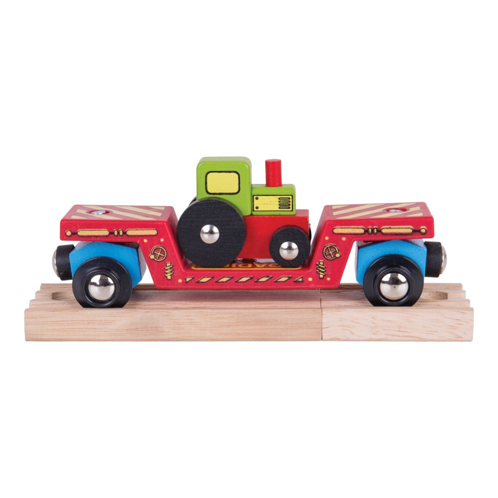 Bigjigs Rail Wagon z traktorem + 2 tory