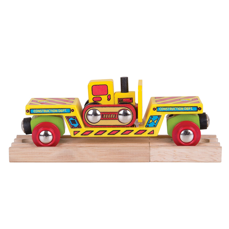 Bigjigs Rail Vagon buldózerrel + 2 sín