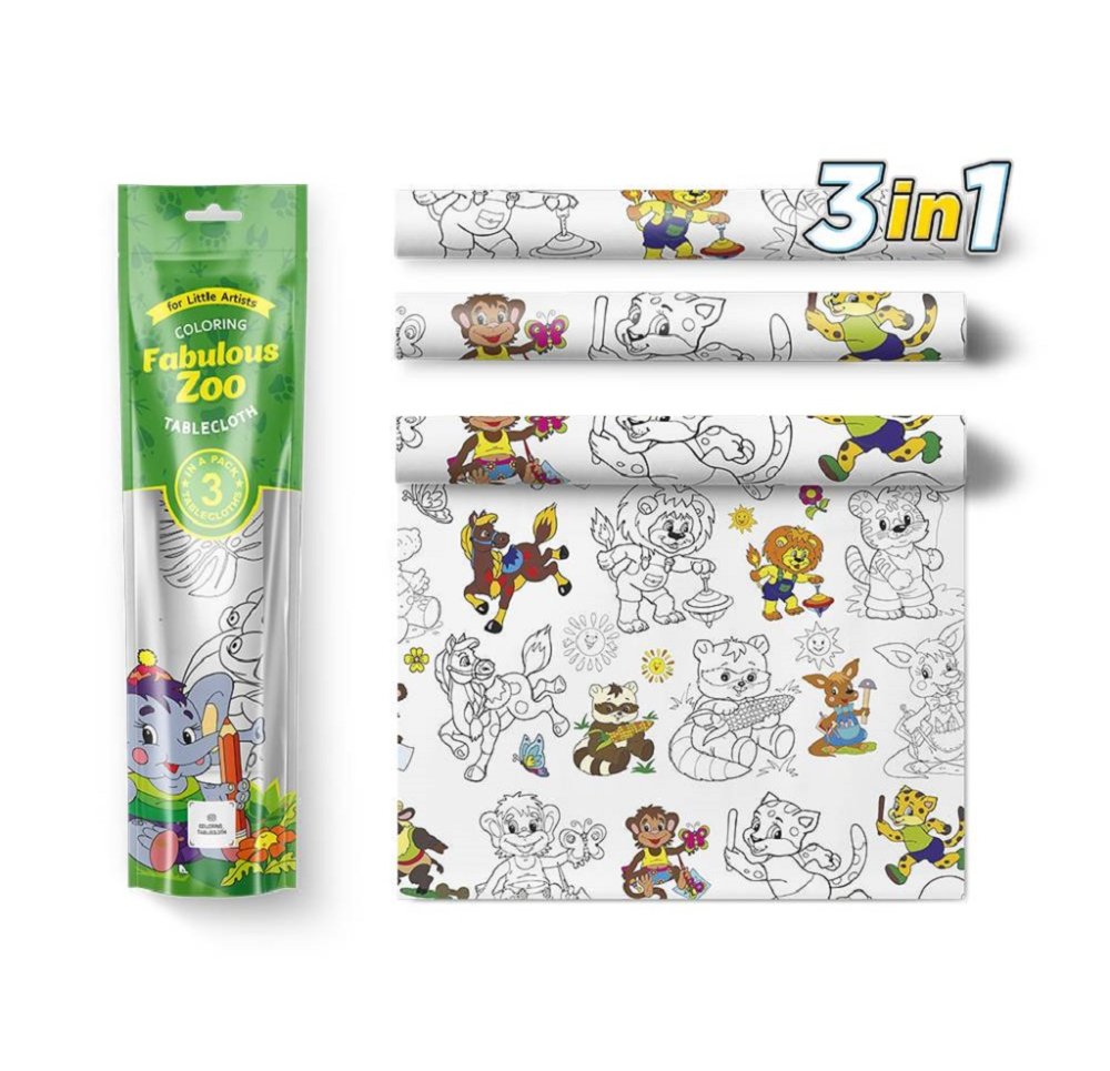 Pexi Tovaglie da colorare 3 pz - Zoo sensazionale (Fabulous zoo)