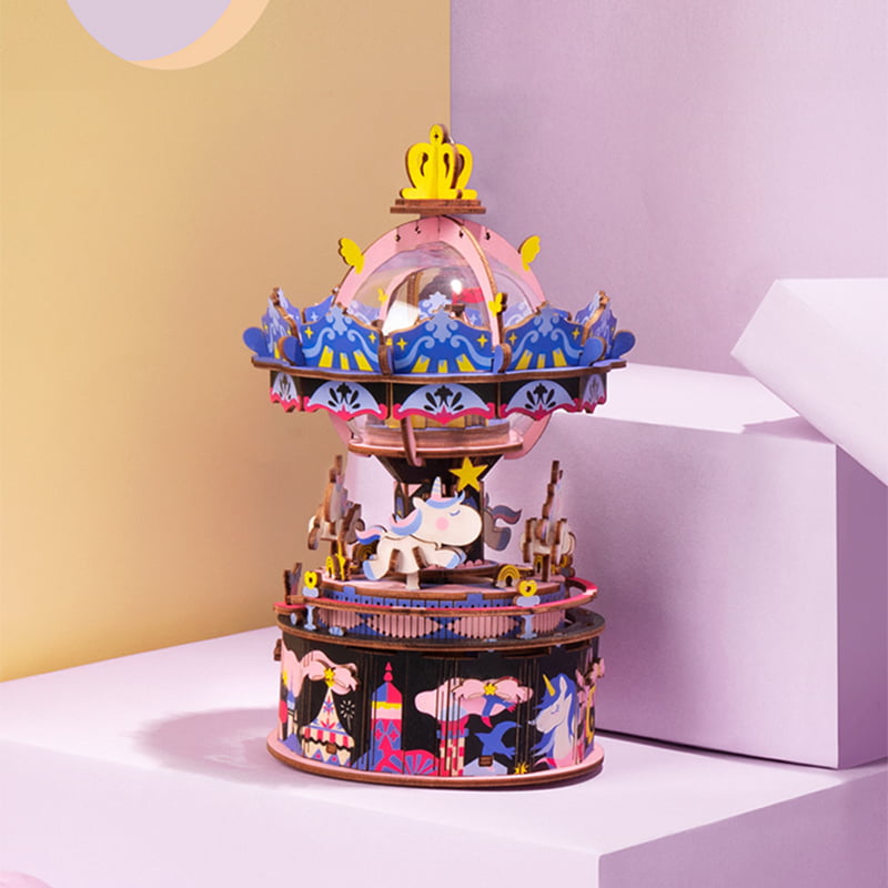 RoboTime Puzzle 3D en bois boîte à musique Joyeux carrousel – Image 5