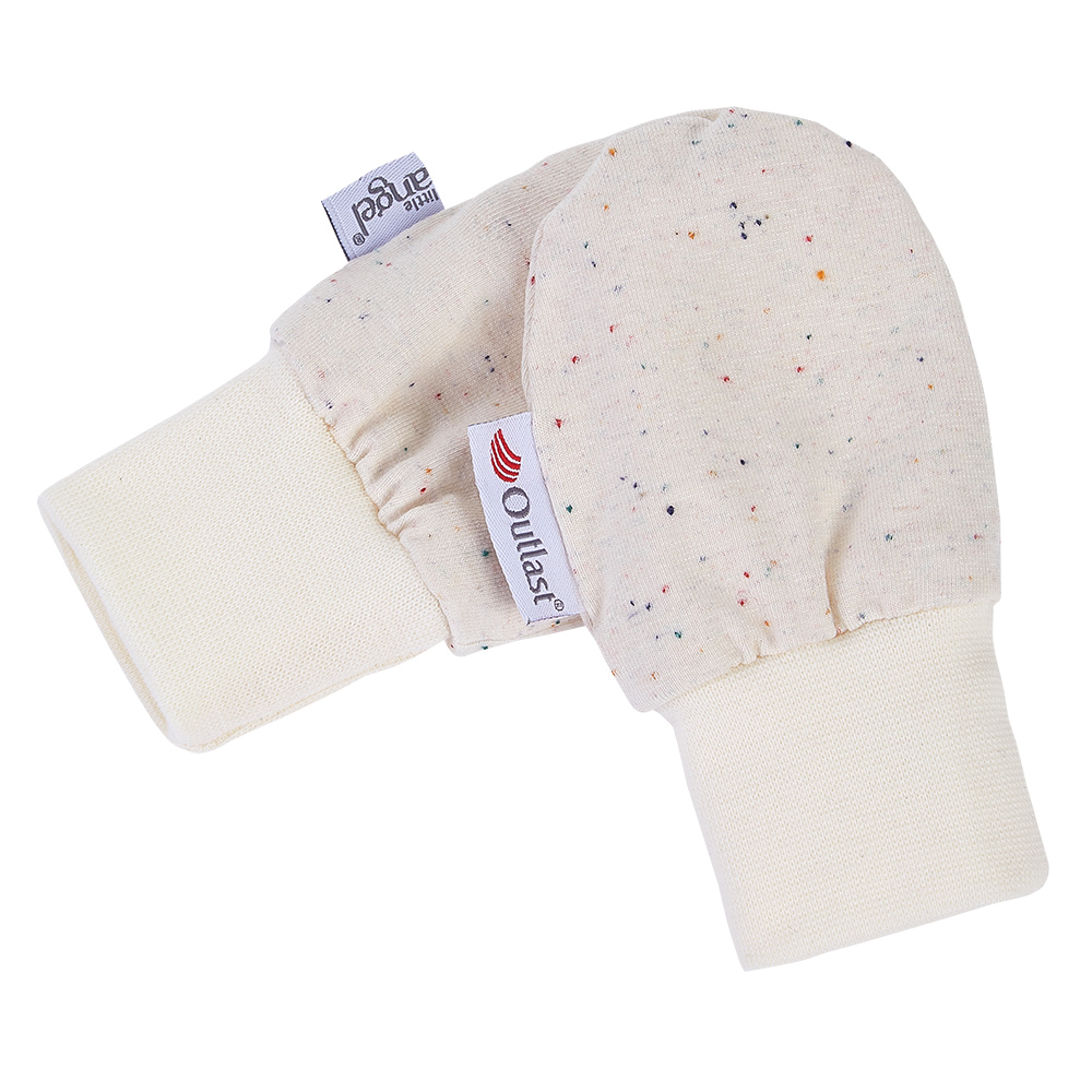 Bélelt Outlast® csecsemő kesztyű - krémszínű, színes pöttyök/fehér kávé 1