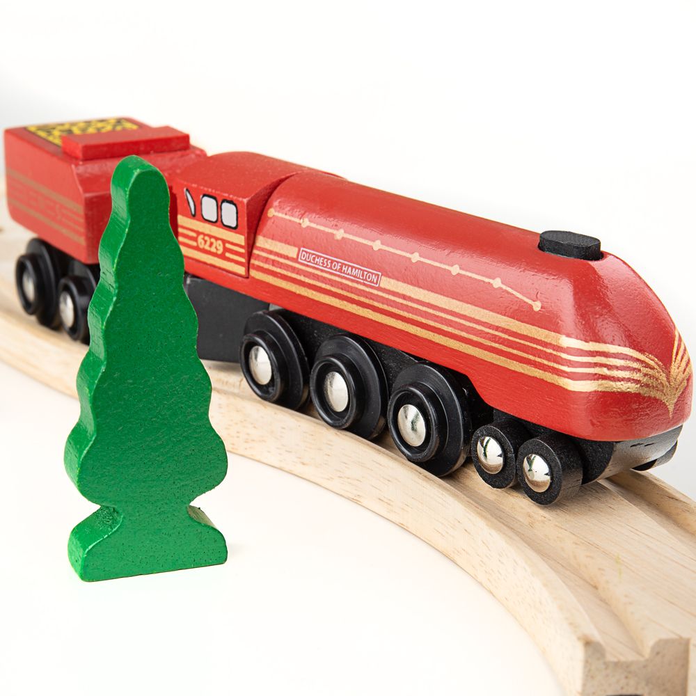 Bigjigs Rail replika lokomotivy Duchess of Hamilton + 3 koleje (obrázek 5)
