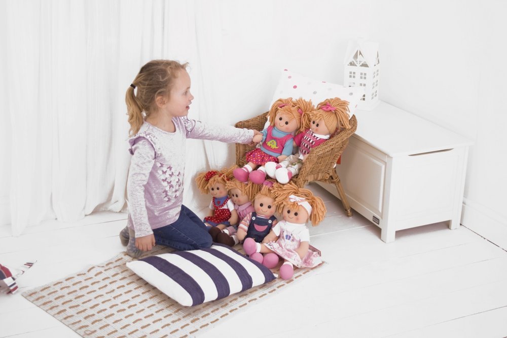 Bigjigs Toys Modré puntikované šaty s jelenem pro panenku 28 cm (obrázek 5)