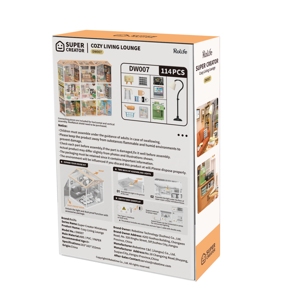 RoboTime 3D dřevěná skládačka Miniatura domečku Útulný obývací pokoj (obrázek 6)