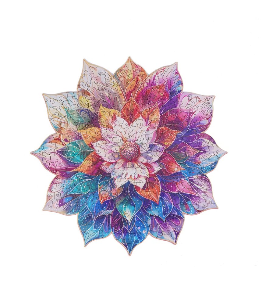 RoboTime Dřevěné puzzle Květinová mandala