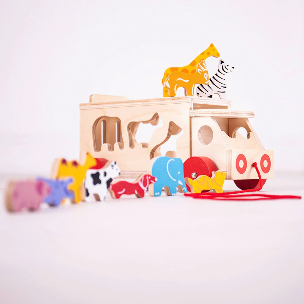Bigjigs Toys Dřevěné auto se zvířátky (obrázek 3)