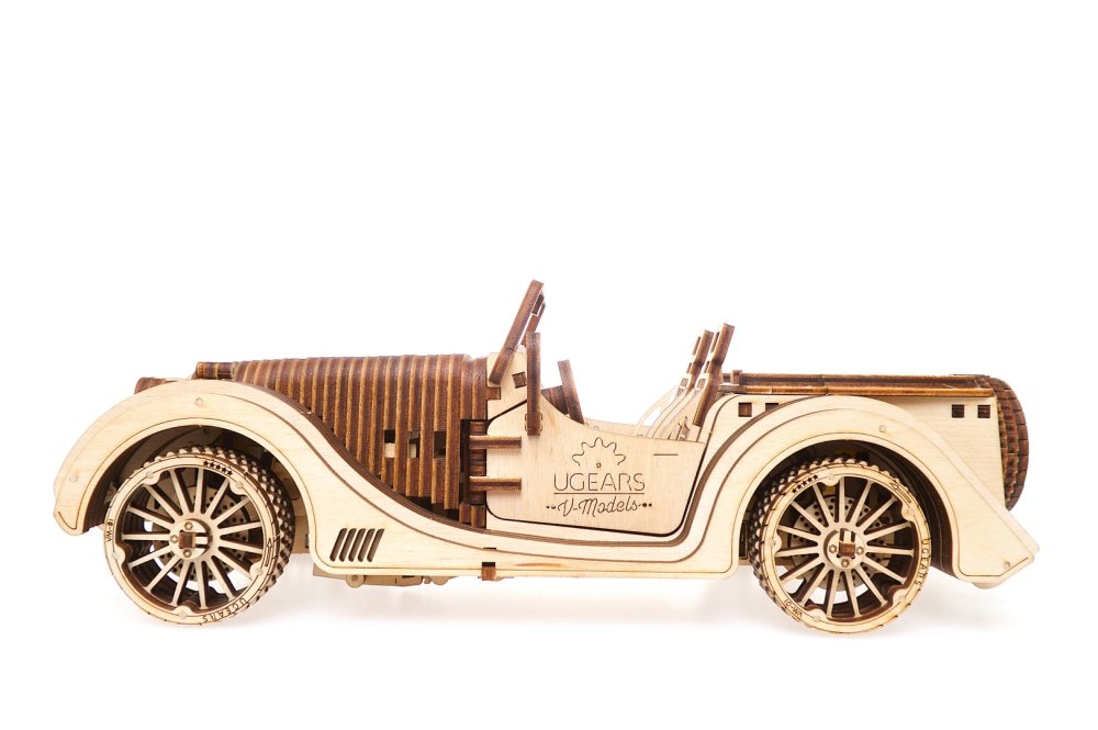Ugears 3D dřevěné mechanické puzzle VM-01 Auto (roadster) (obrázek 3)