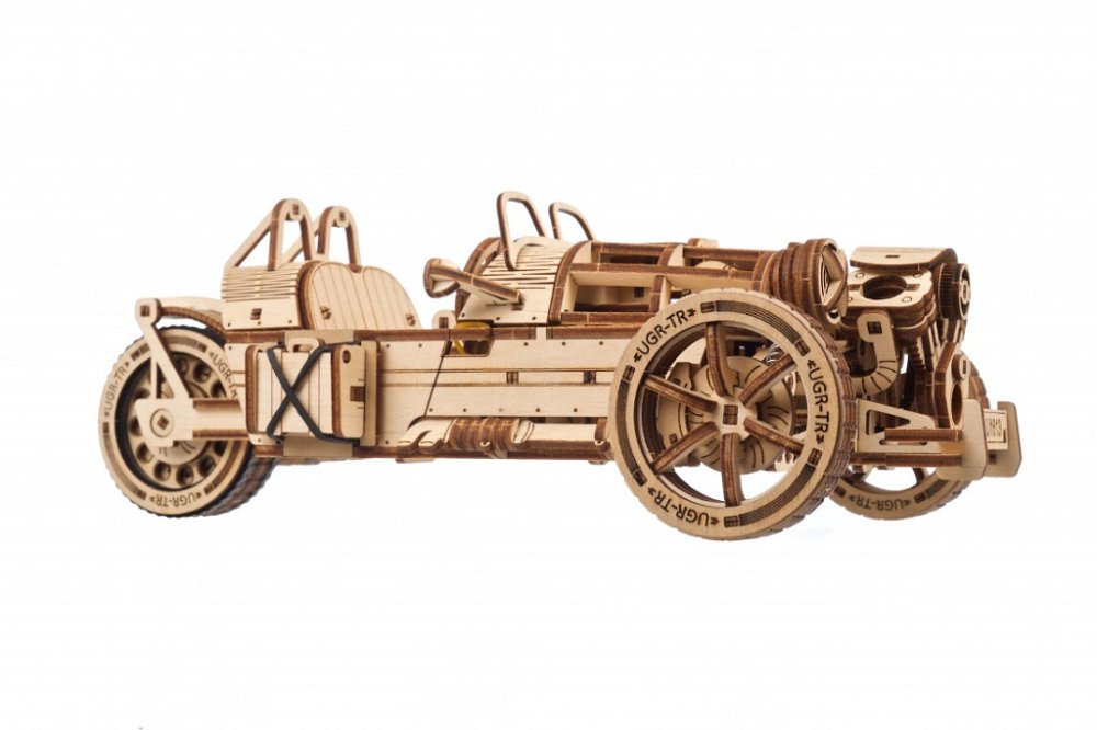 Ugears 3D dřevěné mechanické puzzle Tříkolka UGR-S (obrázek 6)