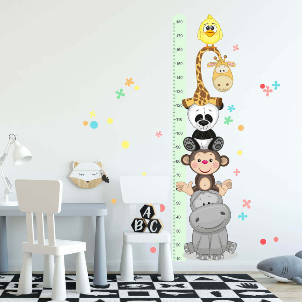 Sticker Mural - Compteur Pour Enfants Avec Des Animaux Heureux