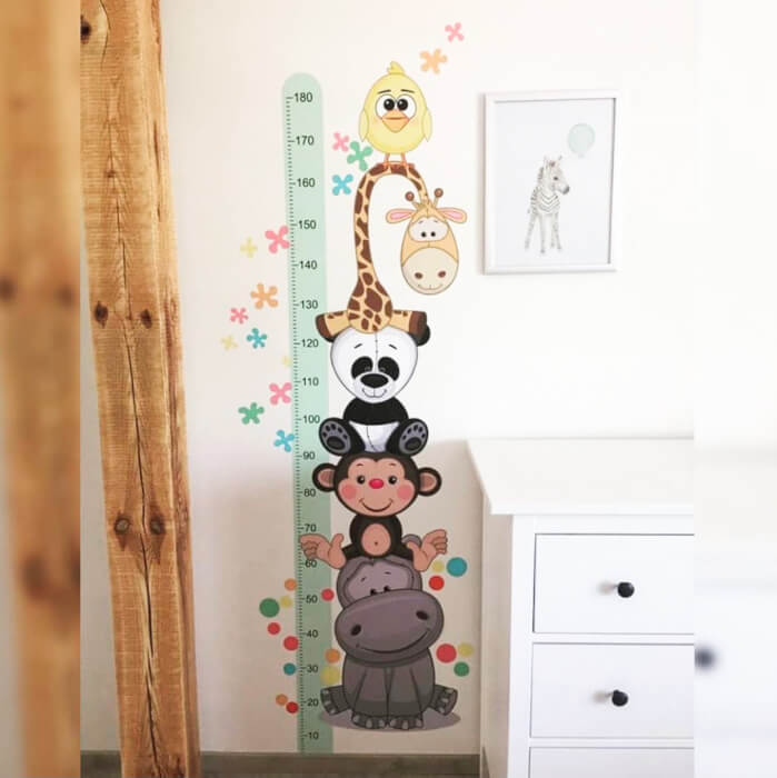 Sticker Mural - Compteur Pour Enfants Avec Des Animaux Heureux