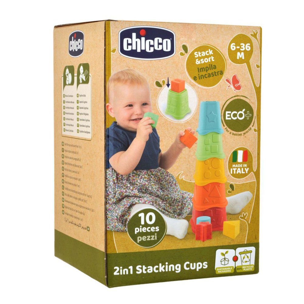 CHICCO Poháriky stohovacie farebné Eco+ 6m+