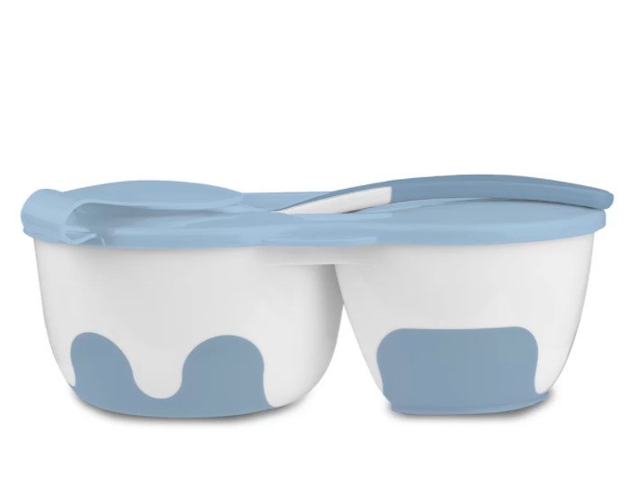 BABYONO Bol 2 en 1 fermable, avec cuillère 200+150 ml bleu 6m+ – Image 3