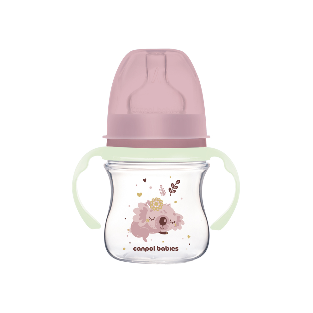 CANPOL BABIES Biberon Anti-colique Avec Poignées Lumineuses EasyStart Sleepy Koala 120ml Rose