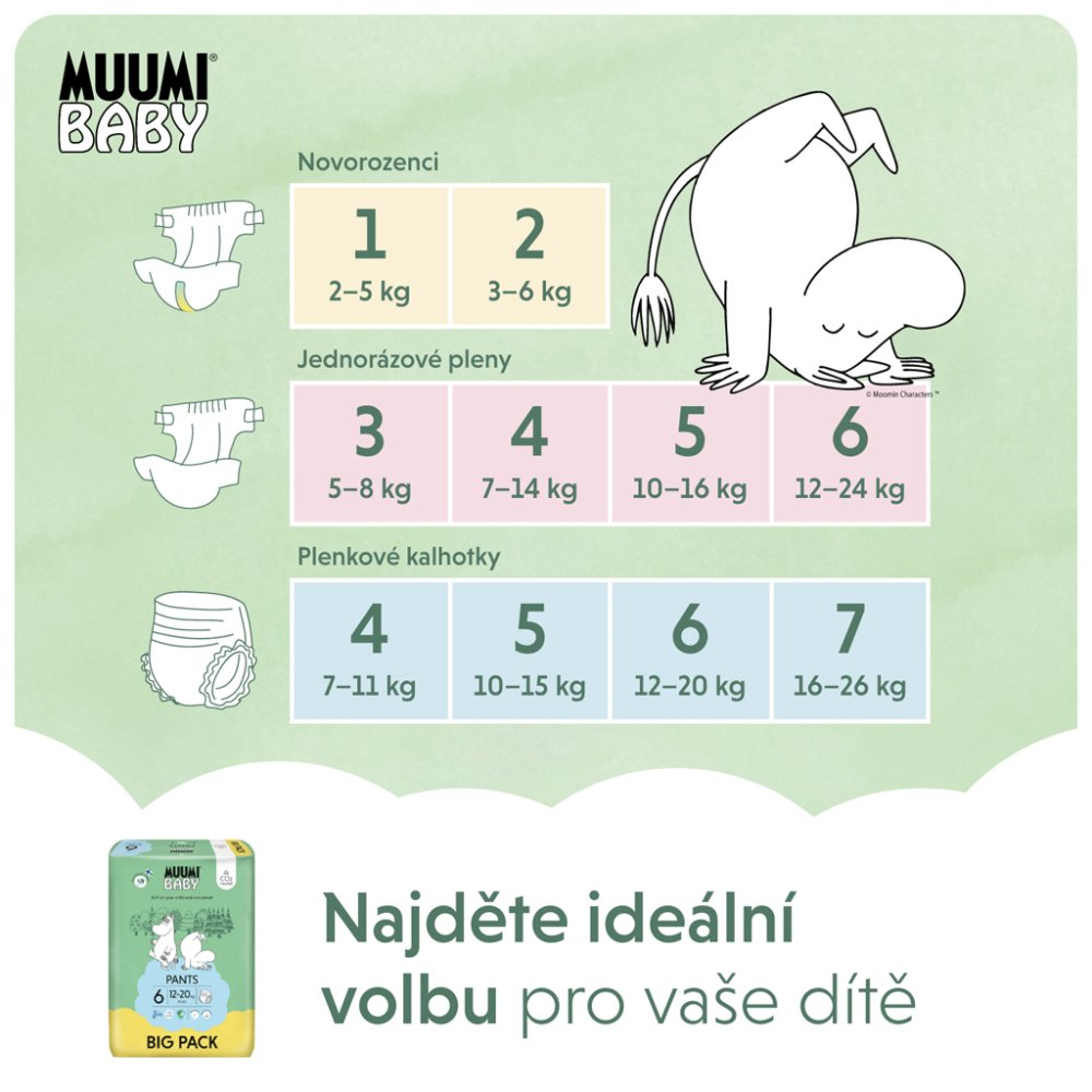 MUUMI Baby Pants 6 Junior 12-20 Kg (52 Buc), Scutece Eco Chiloți