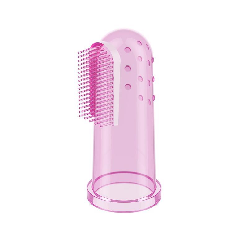 BABYONO Brosse à Dents Doigt Avec étui Rose