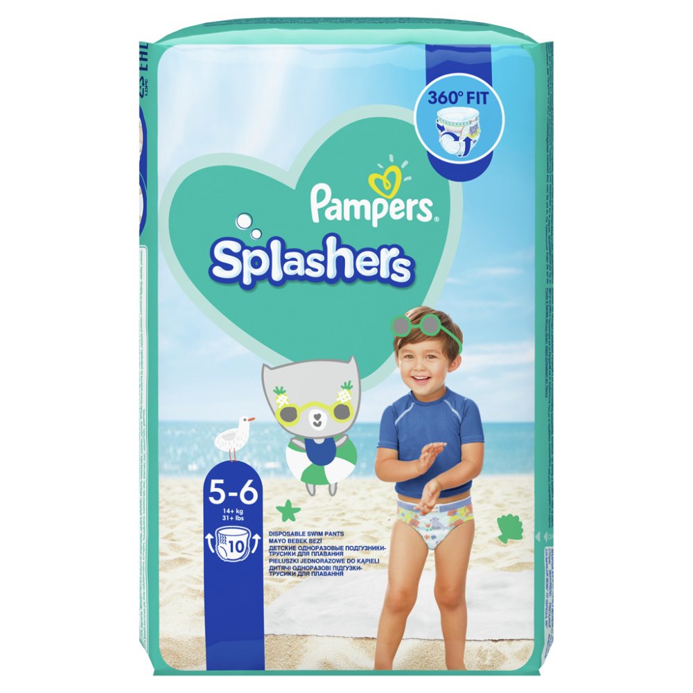 PAMPERS Splashers Nepremočljive Pleničke Spodnjice Velikost 5 (10 Kom) 12-17 Kg