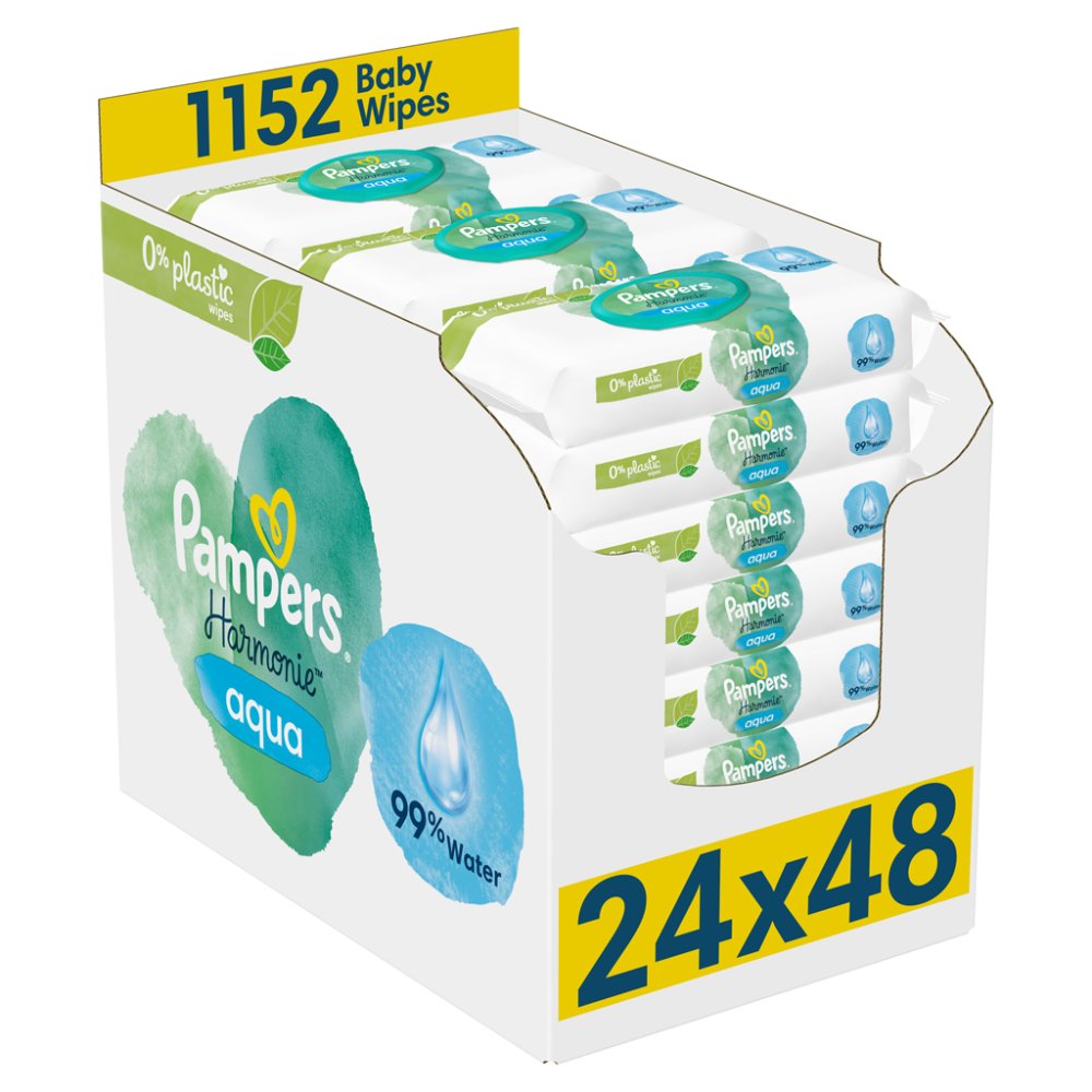 PAMPERS Wet Wipes Harmonie Aqua Plastic Free 24x48 Pcs