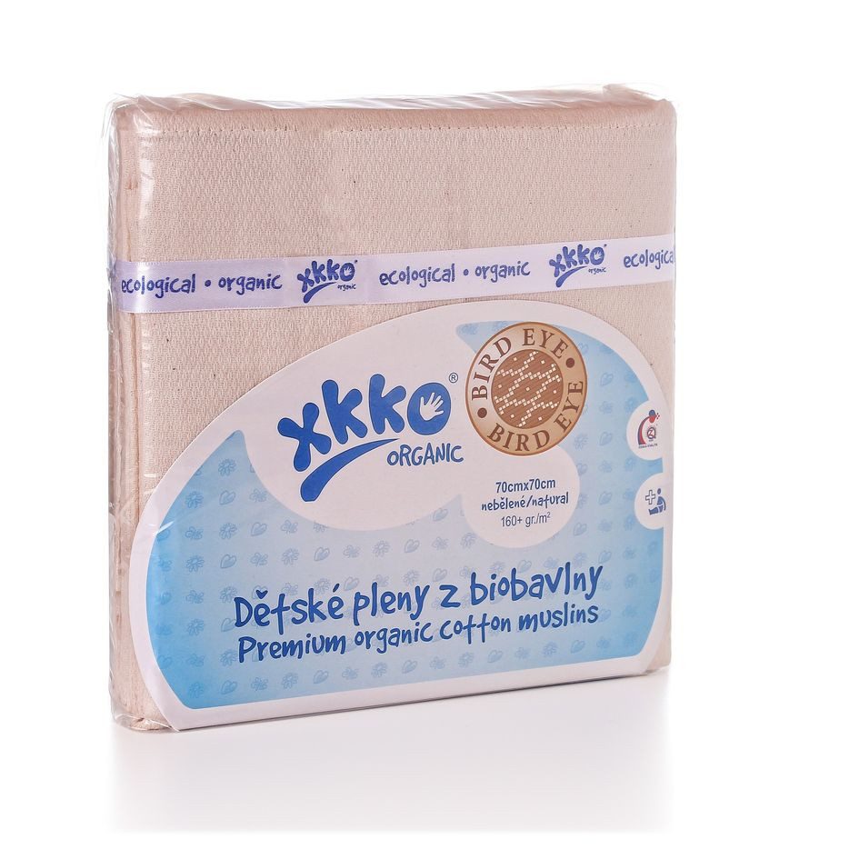 KIKKO Babywindeln Aus Bio-Baumwolle Organic 70x70 (5 Stück) Bird Eye Natural