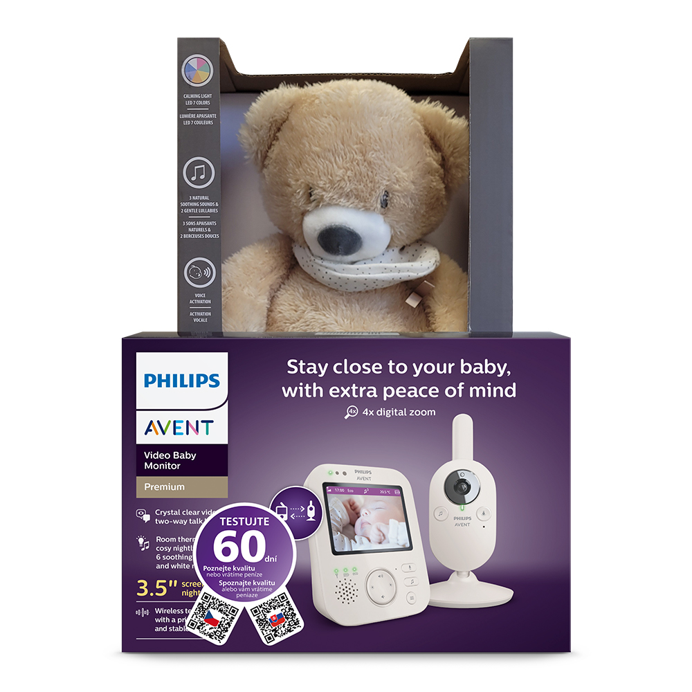 Philips AVENT Baby Monitor Video SCD891/26+NATTOU Soother 4 In 1 Sleepy Bear Pale Brown 0m+