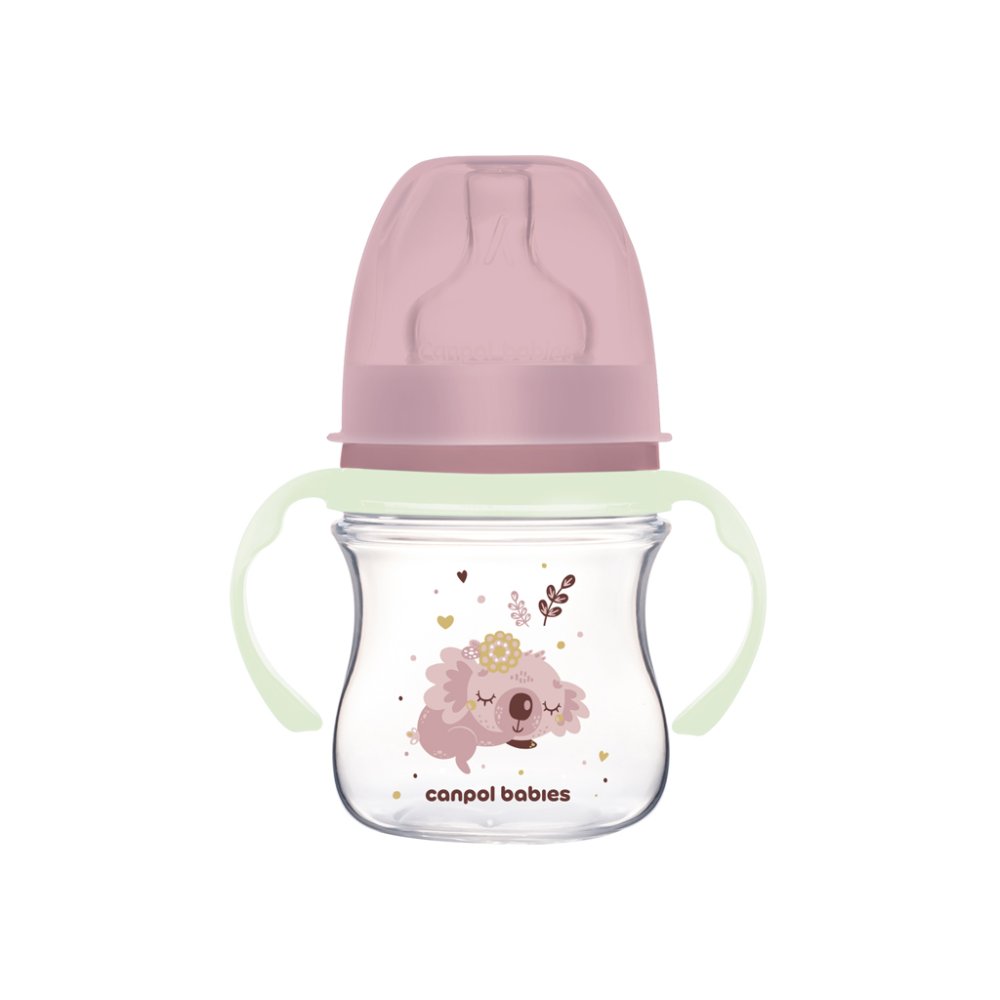 CANPOL BABIES Biberon Anti-colique Avec Poignées Lumineuses EasyStart Sleepy Koala 120ml Rose