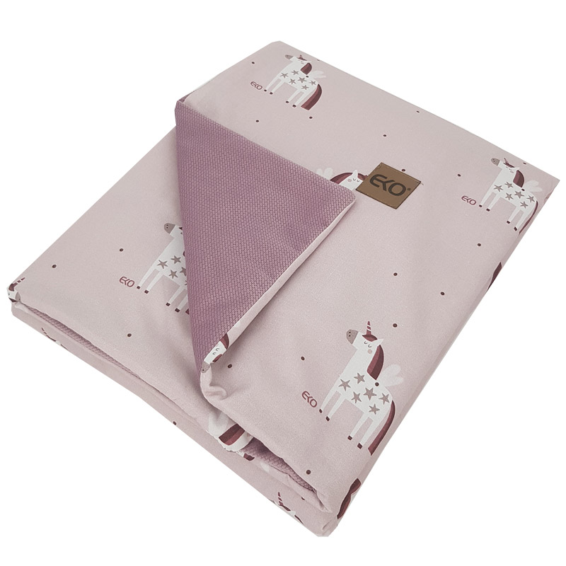 Couverture EKO en coton double face doublée de velours Licorne 100x80cm – Image 5