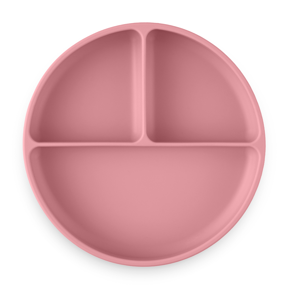 PETITE&MARS Assiette en silicone divisée ronde Take&Match Dusty Rose 6m+ – Image 5