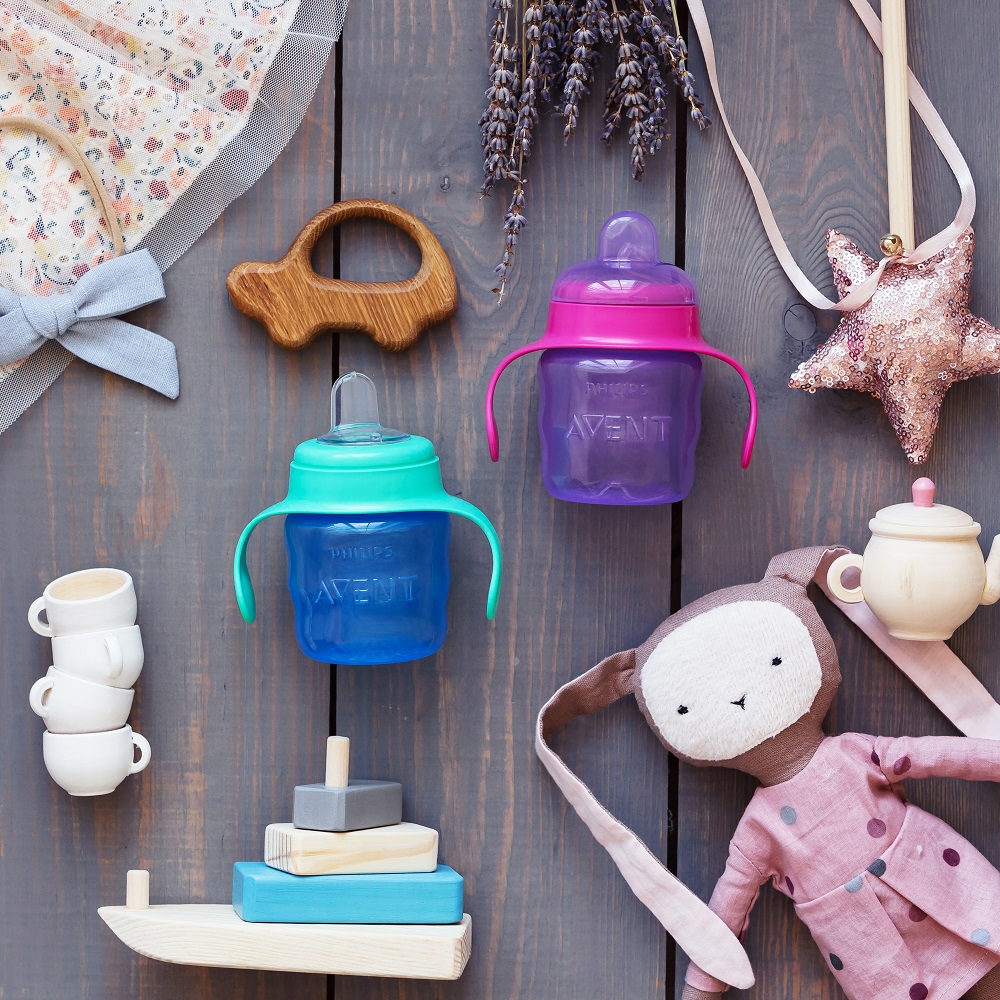 Philips AVENT Tasse à bec Classic 200 ml avec poignées garçon+cadeau PETITE&MARS Bol 6m+ – Image 6