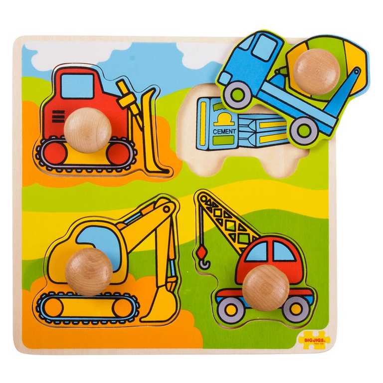 Bigjigs Toys Puzzle encajable de vehículos de construcción