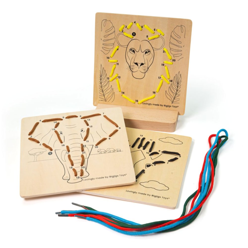Bigjigs Toys Enhebrado por números Animales salvajes