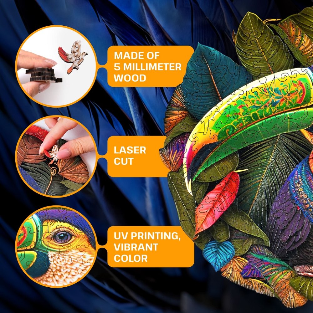 EscapeWelt Dřevěné puzzle Tukan 200 dílků (obrázek 8)