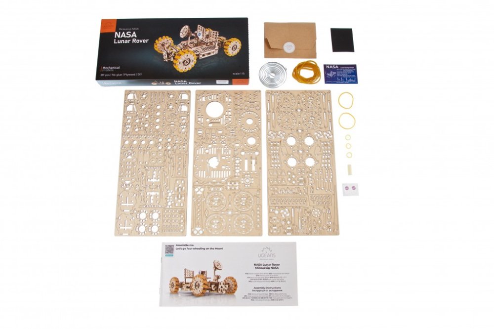 Puzzle mécanique en bois 3D Ugears NASA, Véhicule lunaire – Image 6