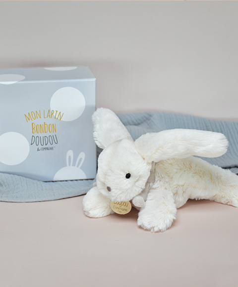Coffret cadeau Doudou - Lapin en peluche beige 16 cm – Image 3