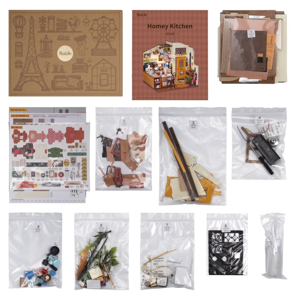 RoboTime 3D fa puzzle Miniatűr házikó Hangulatos konyha - Image 6