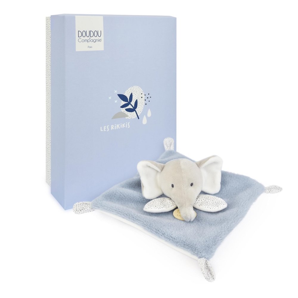Doudou Pluszowy otulacz szaro-niebieski Słoń 19 cm