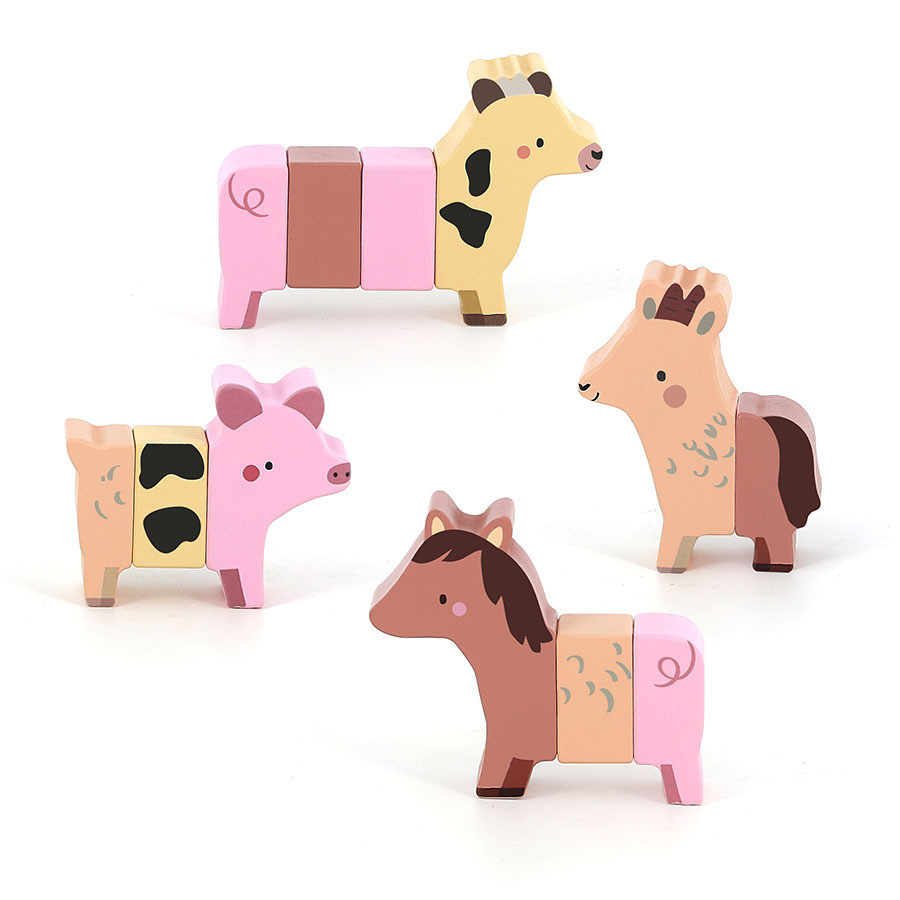 Vilac Puzzle magnétique en bois Animaux rigolos de la ferme – Image 5
