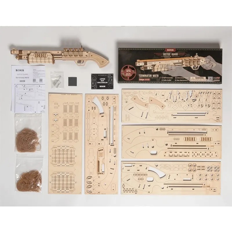 RoboTime 3D dřevěná mechanická skládačka Brokovnice Terminátor (obrázek 8)