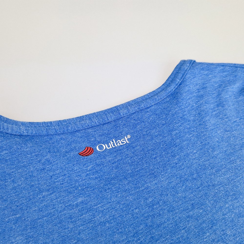 Herren T-Shirt KR dünner U-Ausschnitt Outlast® - blauer Melange XXL – Bild 3