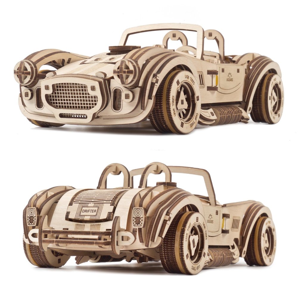 Ugears 3D dřevěné mechanické puzzle Driftující závoďák Cobra (obrázek 8)