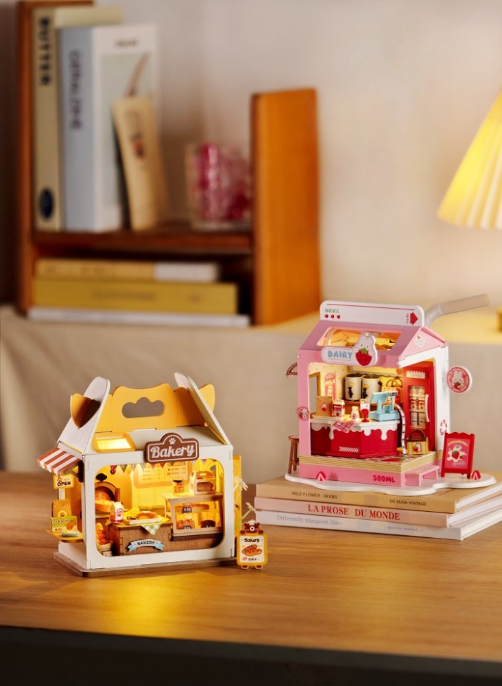 RoboTime 3D dřevěná skládačka Miniatura domečku Mléčný bar Strawberry (obrázek 8)