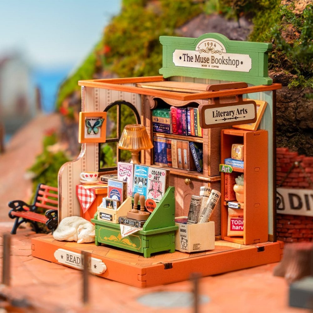RoboTime 3D dřevěná skládačka Miniatura domečku Knihkupectví (obrázek 2)