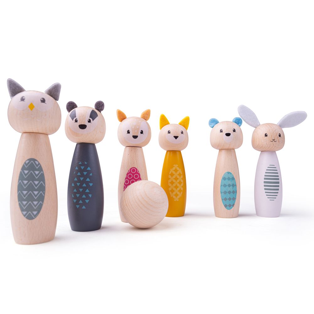 Bigjigs Toys Kuželky lesní zvířátka (obrázek 8)