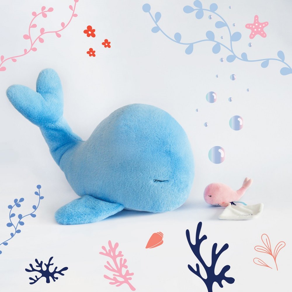 Doudou Plyšová modrá velryba 60 cm (obrázek 5)