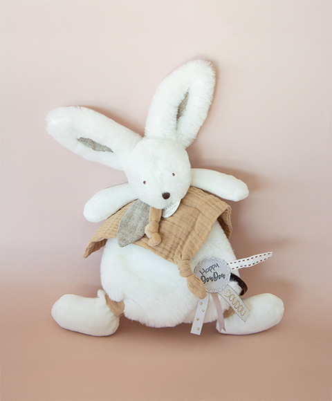 Doudou Dárková sada - Plyšový králíček s muchláčkem 25 cm béžová (obrázek 3)