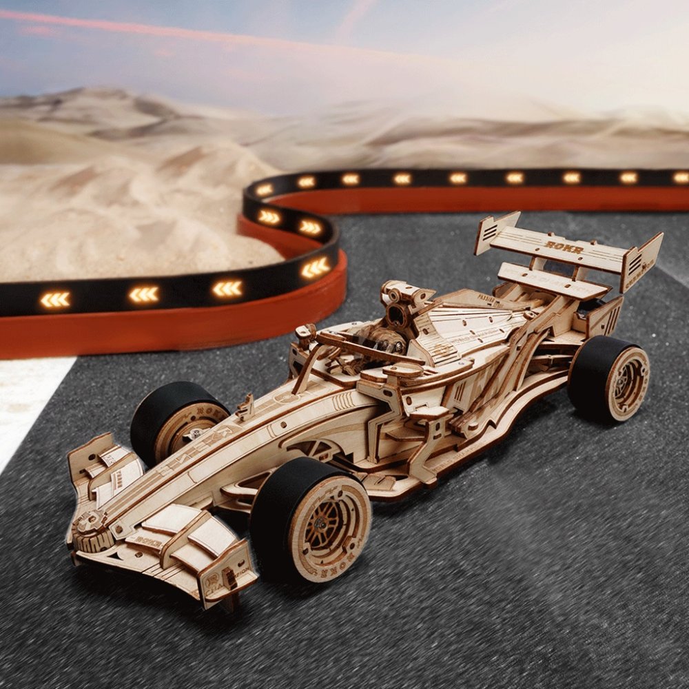 RoboTime 3D dřevěná skládačka Závodní auto F1 (obrázek 4)