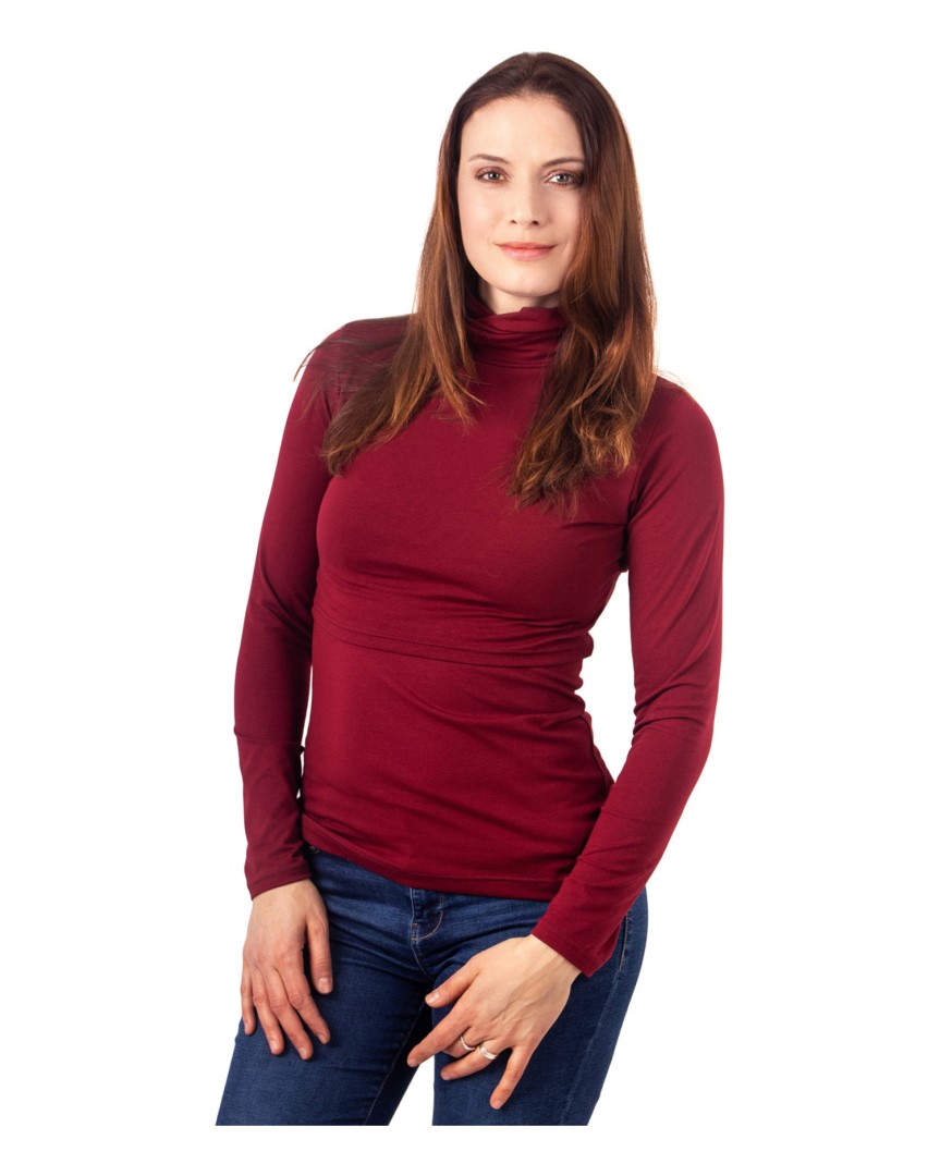 Maglia Dolcevita Da Allattamento Caterina - Burgundy XS/S