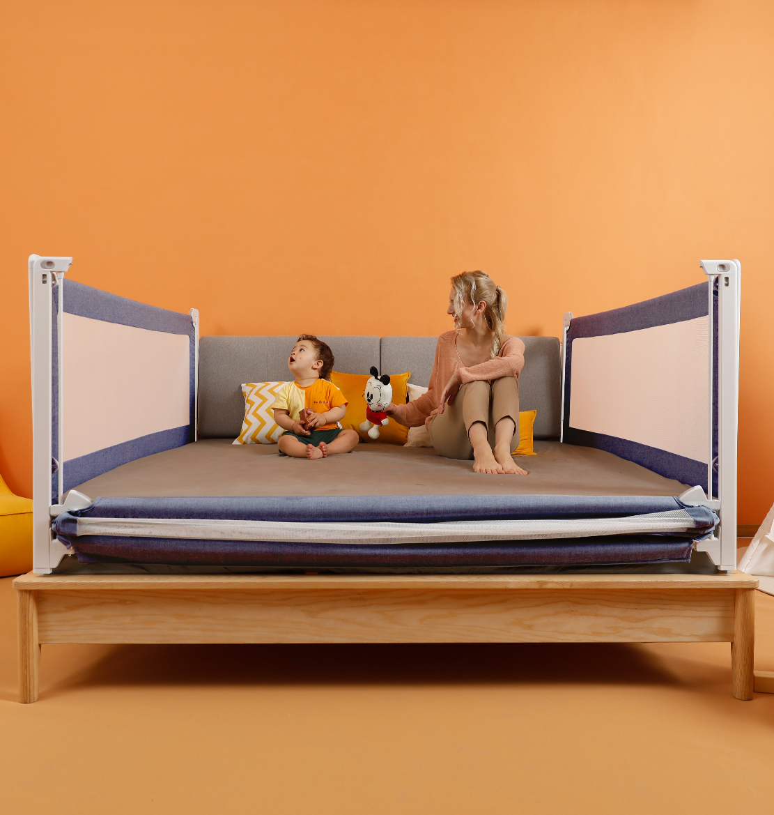 Franciaágy ágykorlátok Monkey Mum® Popular - 150 Cm - Sötétkék - Design - ELADÁS