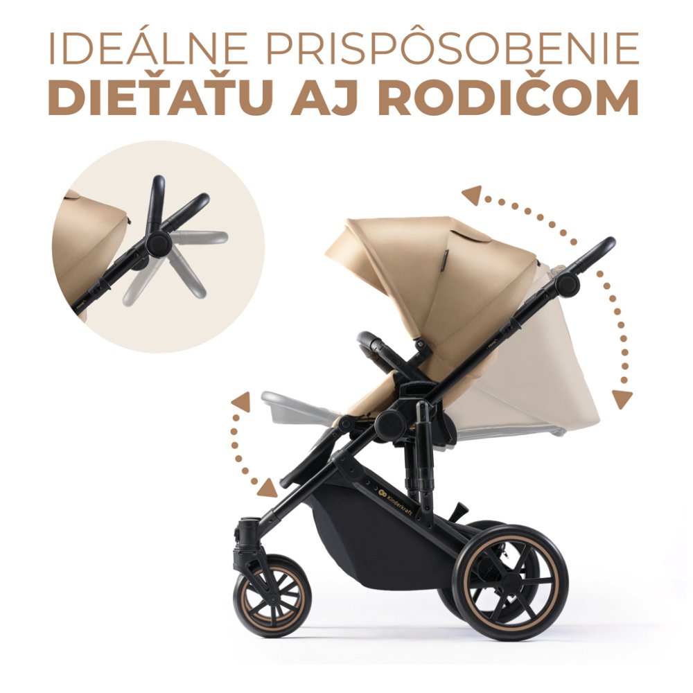 KINDERKRAFT SELECT Kočárek Kombinovaný 3v1 Prime 2 Sandrose Beige, Premium