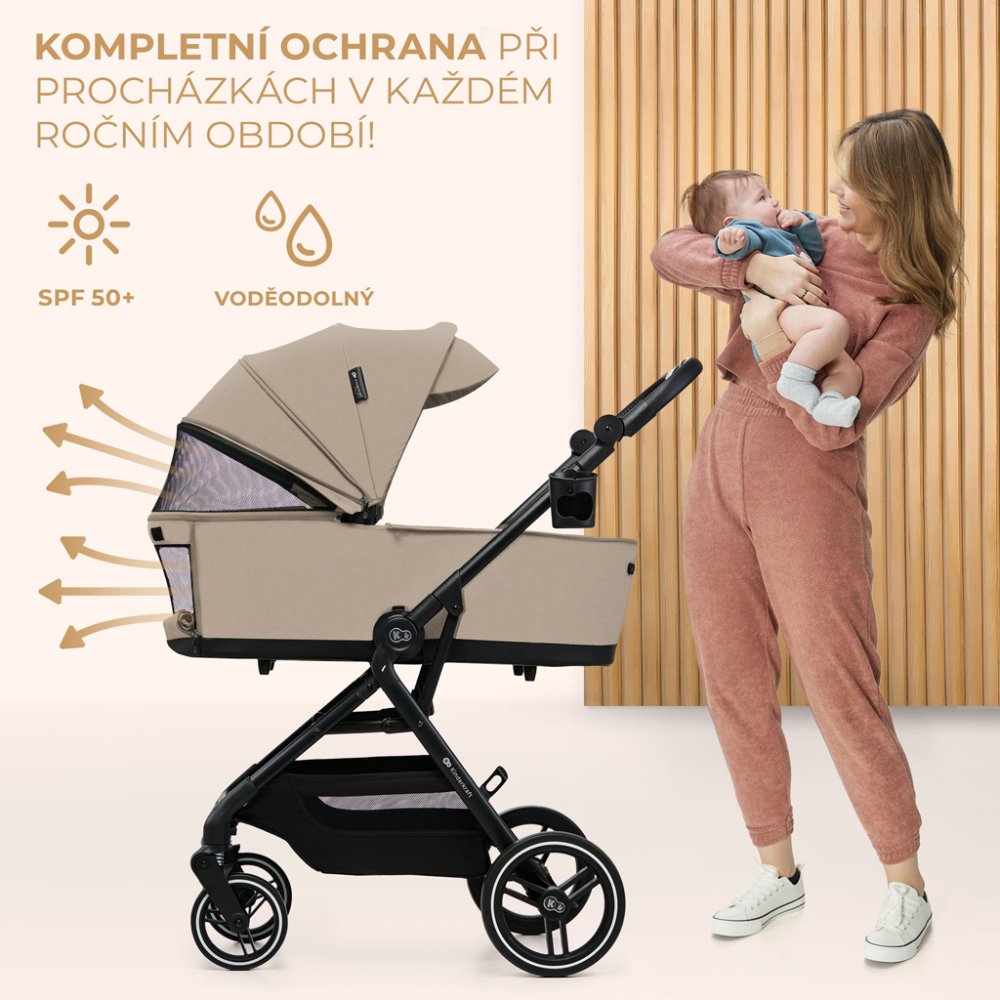 KINDERKRAFT SELECT Kočárek Kombinovaný Yoxi 2v1 Sand Beige