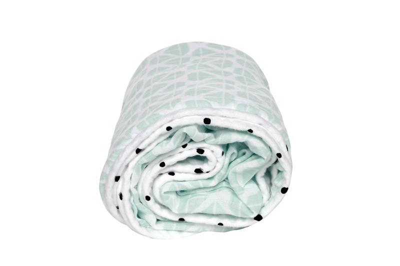 MOTHERHOOD Blanket Cotton Muslin Two-layer Pre-Washed Mint Boats 95x110 Cm