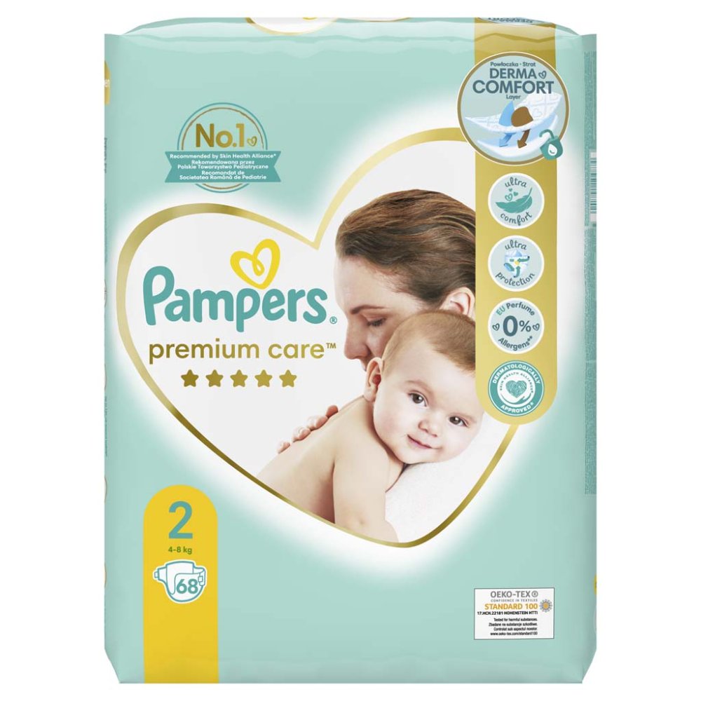 PAMPERS Premium Care Pleny Jednorázové 2 (4-8 Kg) 68 Ks